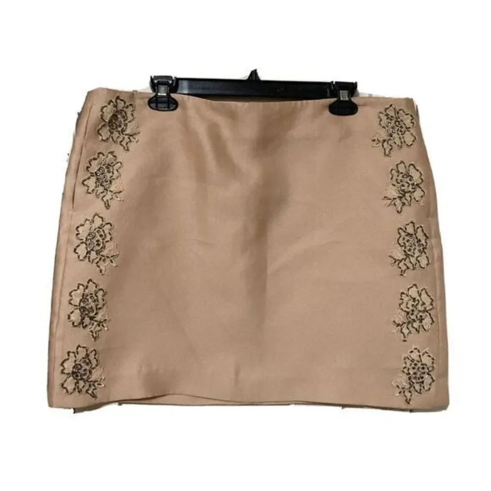 BY TIMO‎ Womens Skirt NEW Size XL powder pink Floral Beaded Silk Blend Ti Mo